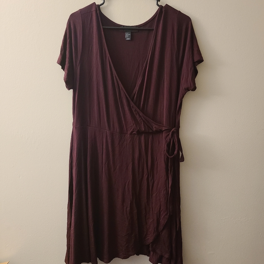 Forever 21 Burgundy faux wrap dress